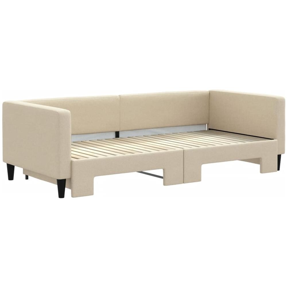 Divano Letto Con Letto Estraibile Crema 90x200 Cm In Tessuto - Foto 3