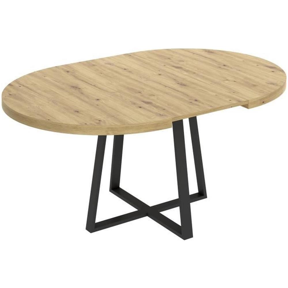 Tavolo Rotondo Estensibile Da 4 A 6 Persone - Arredamento In Rovere - 110 X 110/152 X Altezza 77 Cm - Foto 1