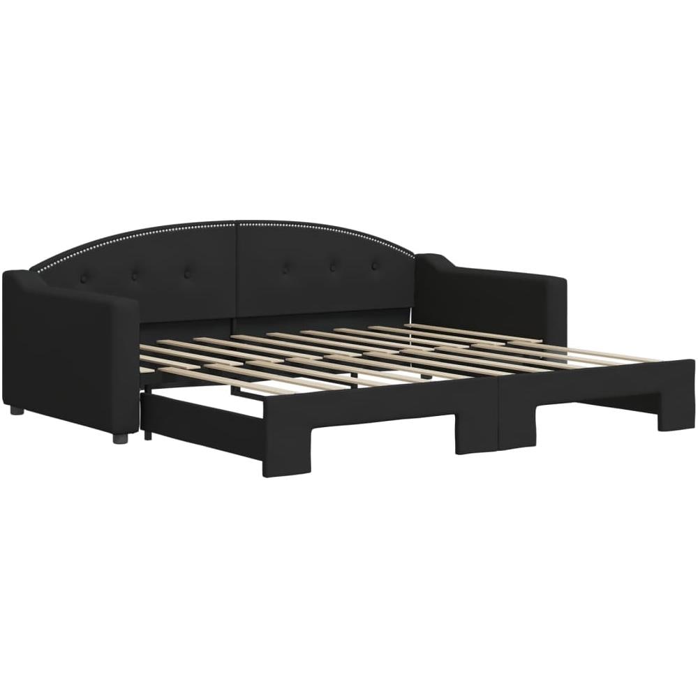 Divano Letto Con Letto Estraibile Nero 90x190 Cm In Tessuto - Foto 2