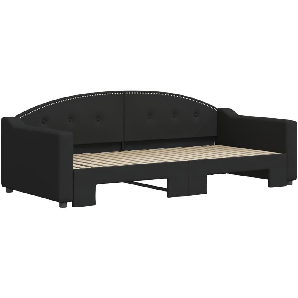 Divano Letto Con Letto Estraibile Nero 90x190 Cm In Tessuto - Foto 3