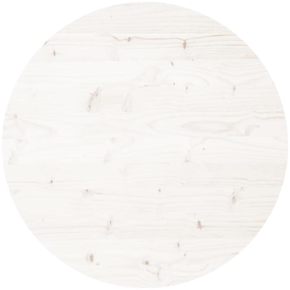 Piano Tavolo Rotondo Bianco 60x3 Cm In Legno Massello Di Pino - Foto 2