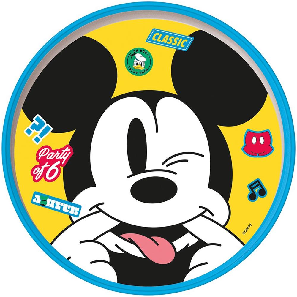 Disney Piatto Piano Bianco E Azzurro Per Bambini In Plastica Mickey Mouse Topolino Con Base Antiscivolo - Foto 1