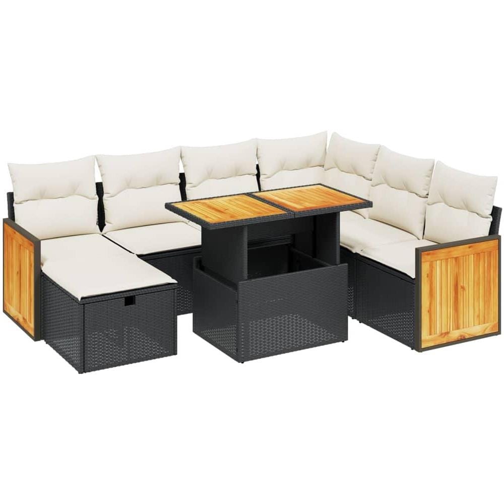 Set Divani da Giardino con Cuscini 8 pz Nero in Polyrattan - Foto 1