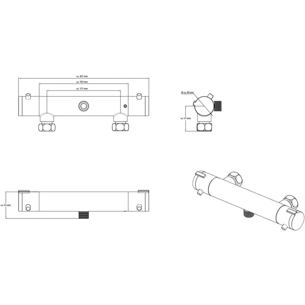 Rubinetto Miscelatore Termostatico per Doccia LONDON 5,5 cm - Foto 8