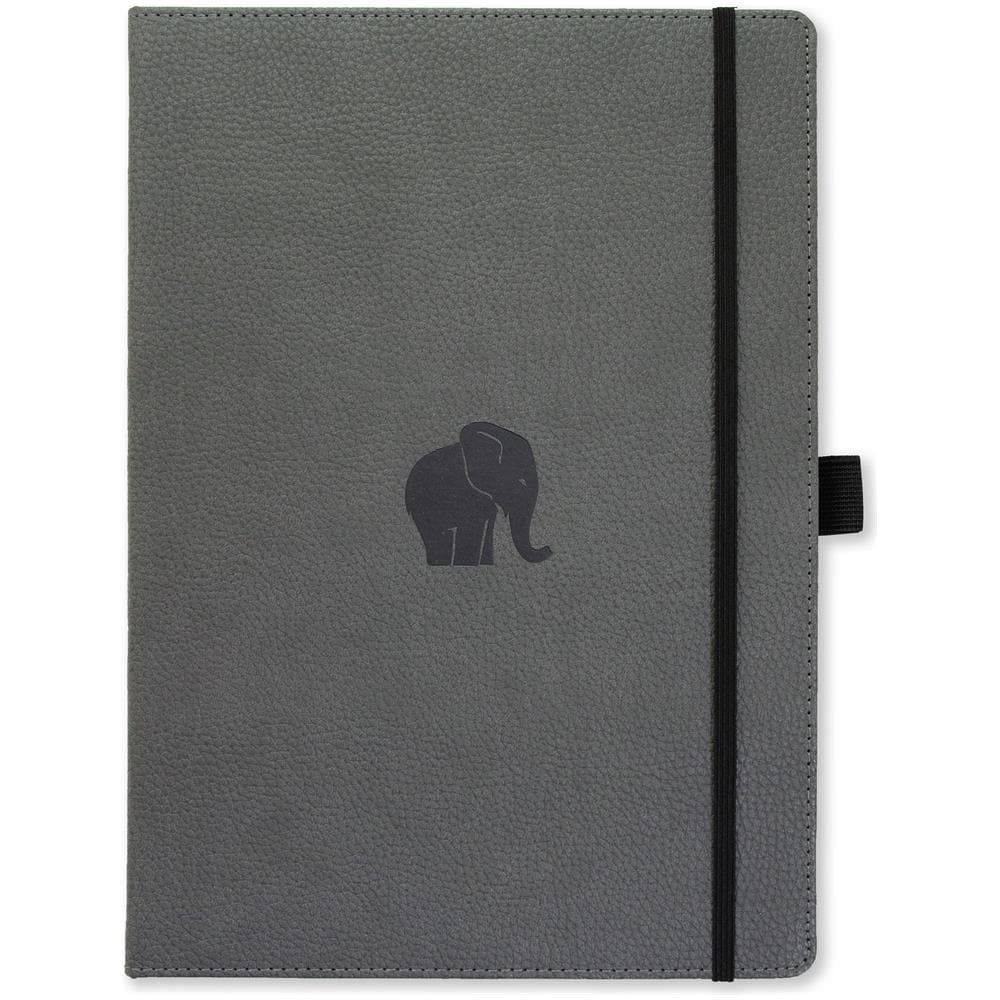 Simboli Wildlife Extra Large Taccuino A4 Rilegato - Cuoio Microforato 100gsm Crema Pages Tasca Interna Elastico Di Chiusura Portapenne Segnalibro (foderato Grigio Elefante)  - Foto 1