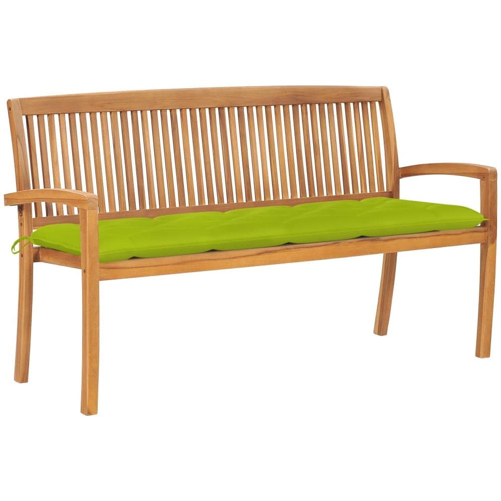Panchina Da Giardino Impilabile E Cuscino 159cm Teak Massello - Foto 1