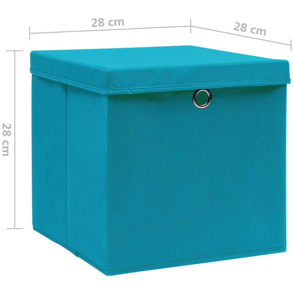 Contenitori con Coperchi 4 pz 28x28x28 cm Azzurro - Foto 6