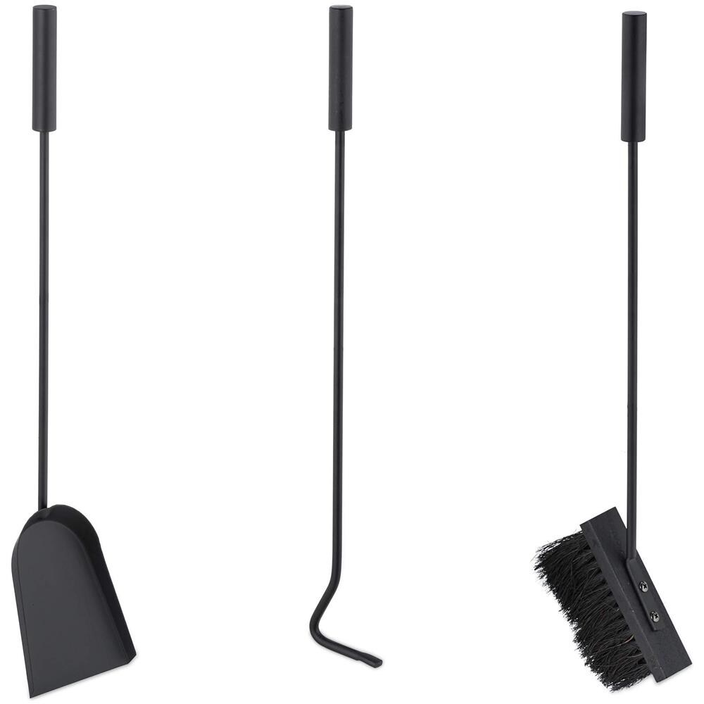 4 Pezzi Camino Companion Tool Set Pala Spazzola Poker Holder Dal Design Moderno Nero 61 X 15 X 15 Cm - Foto 2