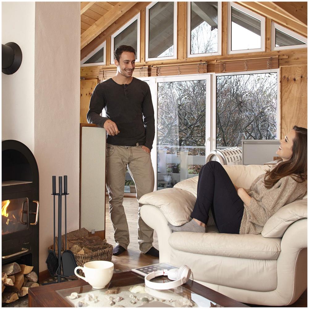 4 Pezzi Camino Companion Tool Set Pala Spazzola Poker Holder Dal Design Moderno Nero 61 X 15 X 15 Cm - Foto 4