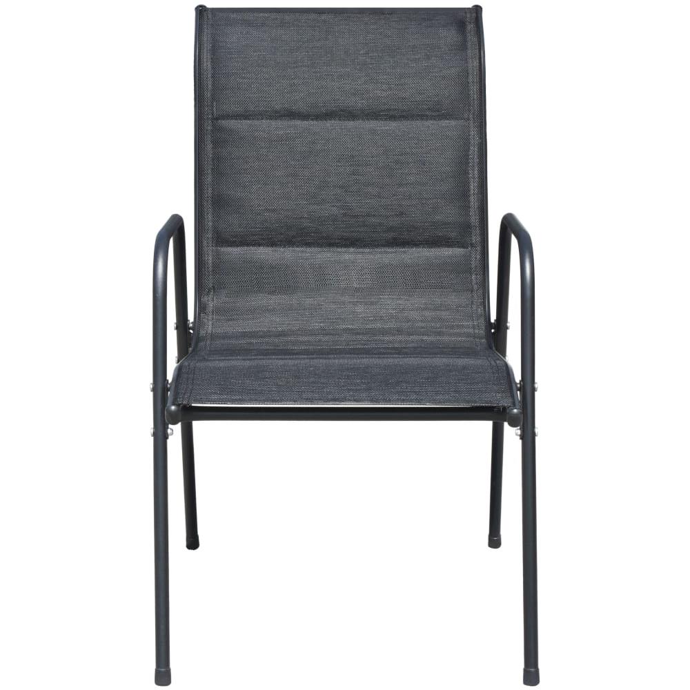 Sedie da Giardino Impilabili 2 pz in Acciaio e Textilene Nere - Foto 3