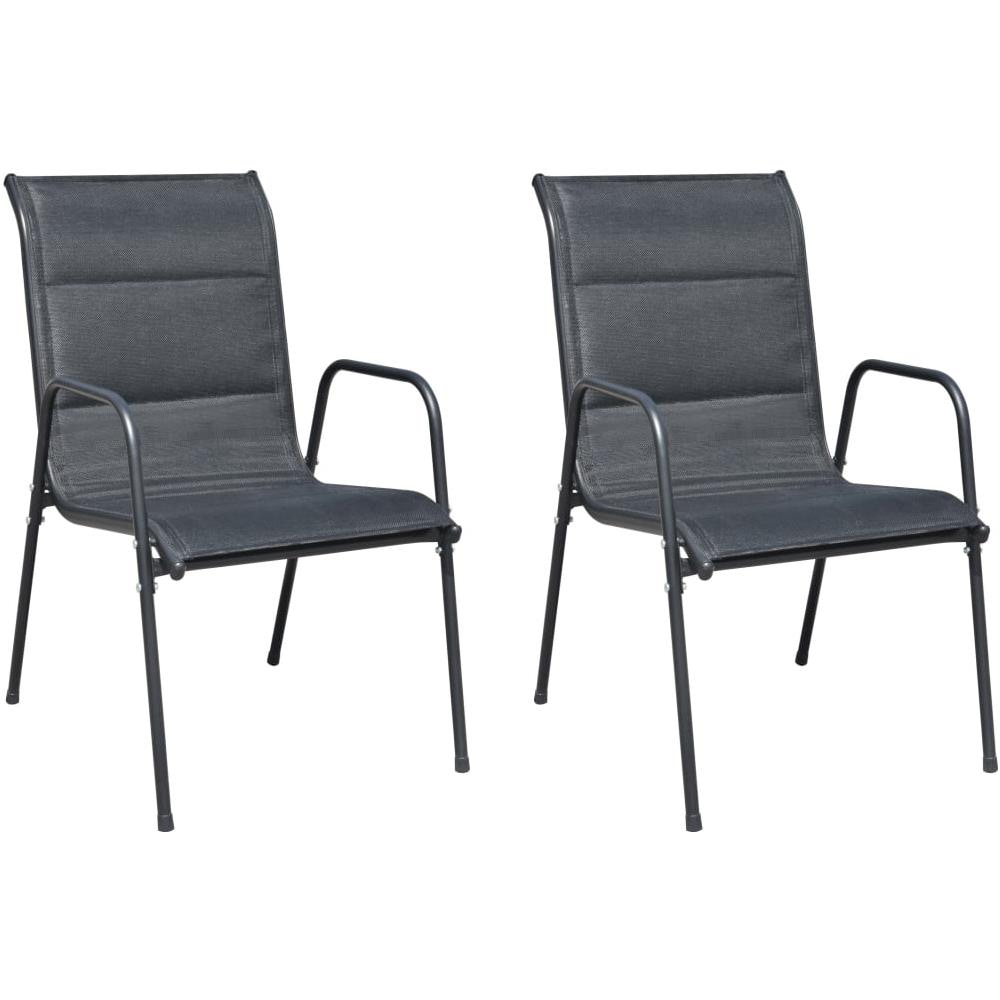 Sedie da Giardino Impilabili 2 pz in Acciaio e Textilene Nere - Foto 1