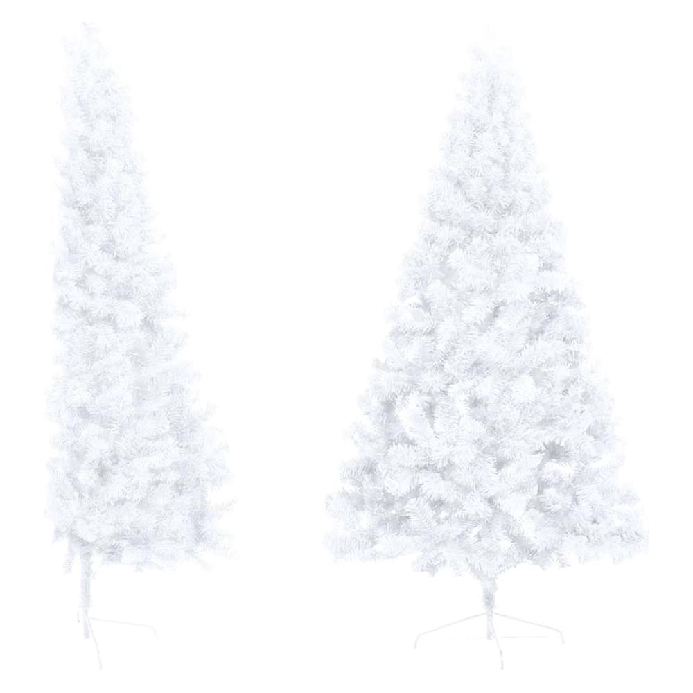 Albero di Natale Artificiale Metà con Supporto Bianco 150cm PVC - Foto 2
