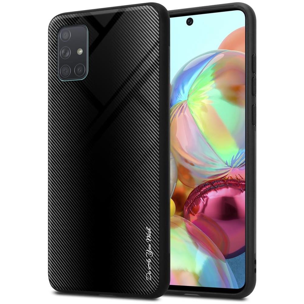 Custodia Compatibile Con Samsung Galaxy A71 4g - Ottica A Strisce In Opale Nero - Coperchio Protettivo In Vetro Temperato E Silicone Tpu - Foto 1