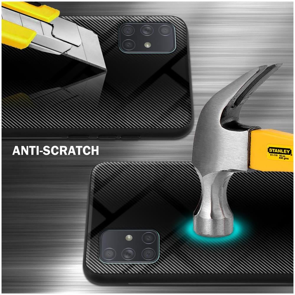 Custodia Compatibile Con Samsung Galaxy A71 4g - Ottica A Strisce In Opale Nero - Coperchio Protettivo In Vetro Temperato E Silicone Tpu - Foto 2