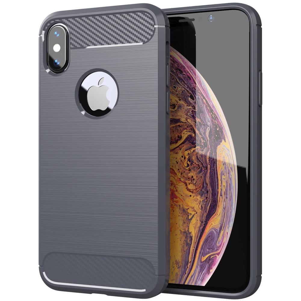 Cadorabo Custodia Compatibile Con Apple Iphone Xs Max In Brusched Grigio - Coperchio Protettivo In Silicone Tpu Flessibile In Look Acciaio Inossidabile-fibra Di Carbonio - Foto 1