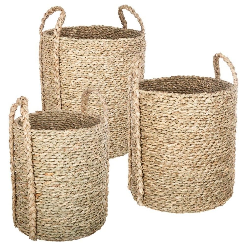 Set Di Tre Cesti Decorativi Rotondi Con Manici, 3 Misure - Foto 1