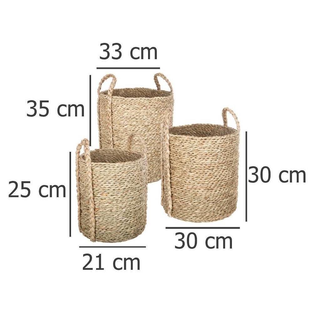 Set Di Tre Cesti Decorativi Rotondi Con Manici, 3 Misure - Foto 6