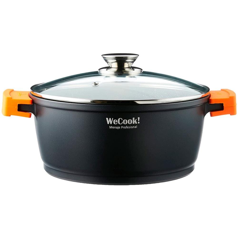 Ecochef Casseruola Alta 28cm Induzione, Coperchio Di Vetro, Antiaderente, Alluminio Fuso Nero - Foto 1