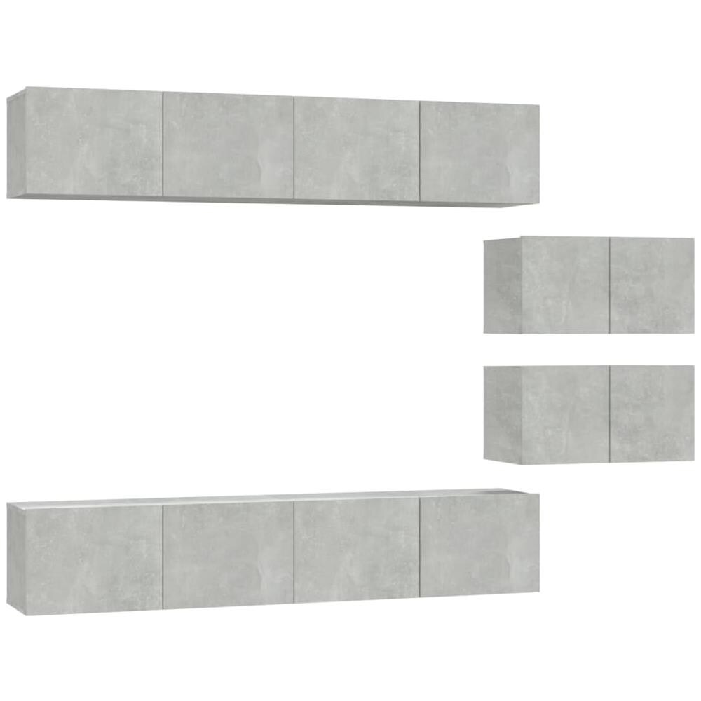 Set Di Mobili Porta Tv 6 Pz Grigio Cemento In Legno Multistrato - Foto 2