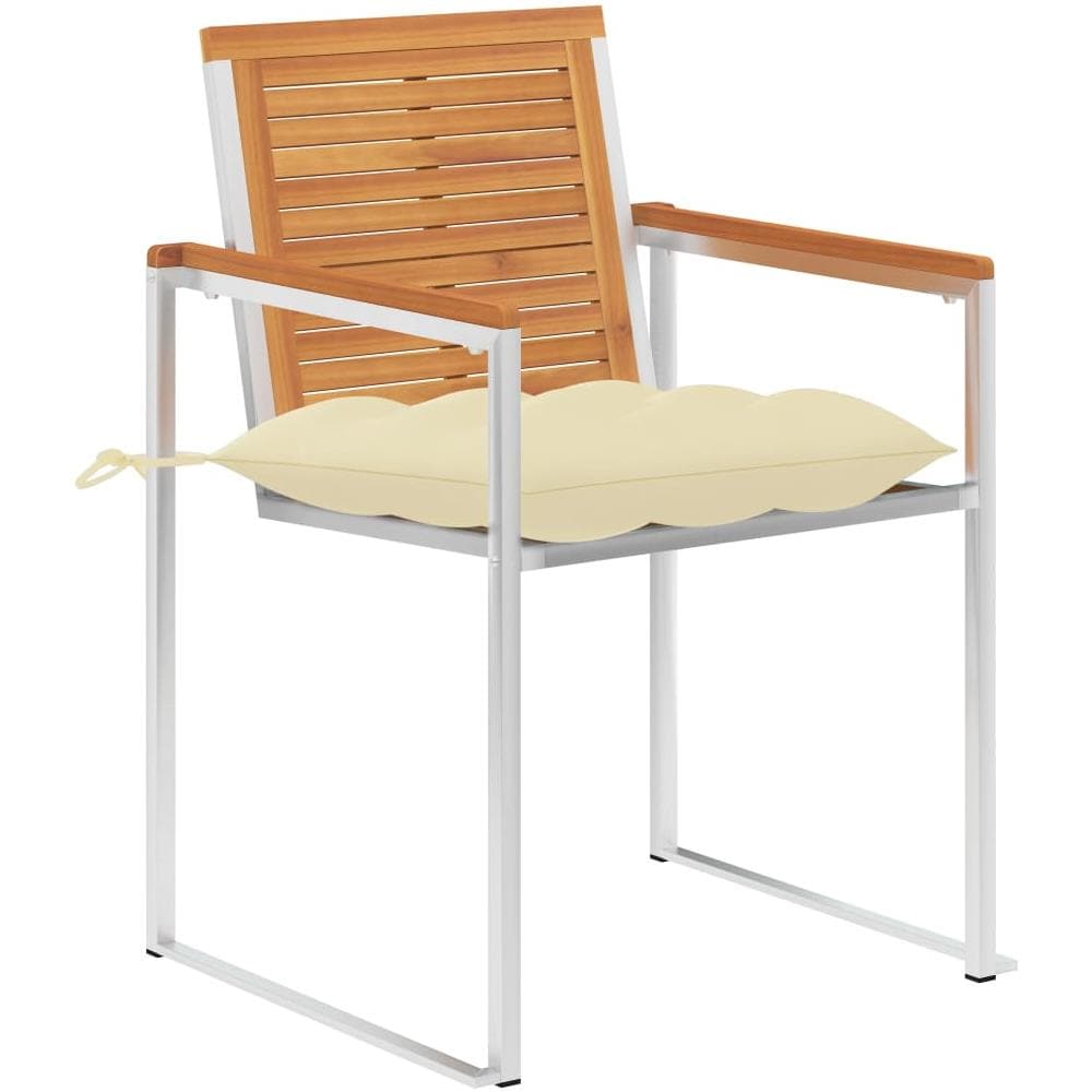 Sedie Da Giardino 2 Pz Con Cuscini In Legno Acacia E Acciaio - Foto 2