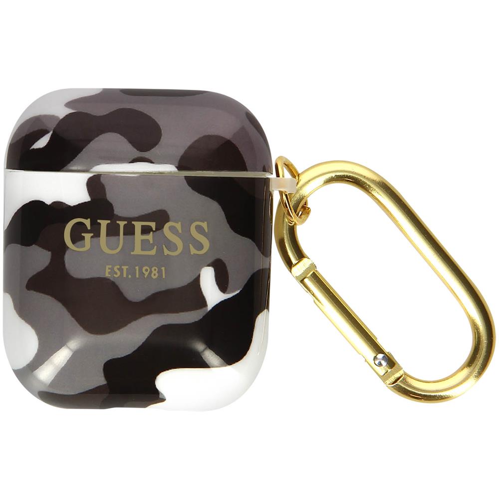 Cover Per Airpods Semi-rigida Stampa Camouflage Logo Guess Grigia - Foto 5