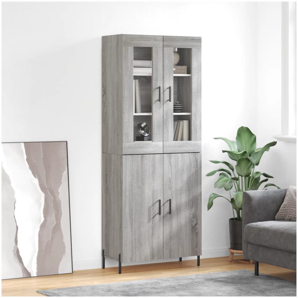 vidaXL Credenza con Ante in Vetro Bianca 35x37x109 cm