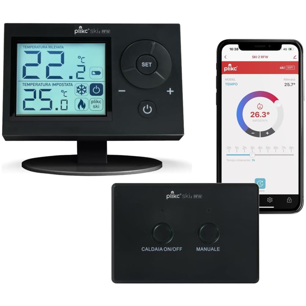 Ski 2 Rfw, Termostato Digitale Wireless E Wifi Gestibile Da App, Compatibile Con Alexa, Colore Nero - Foto 1