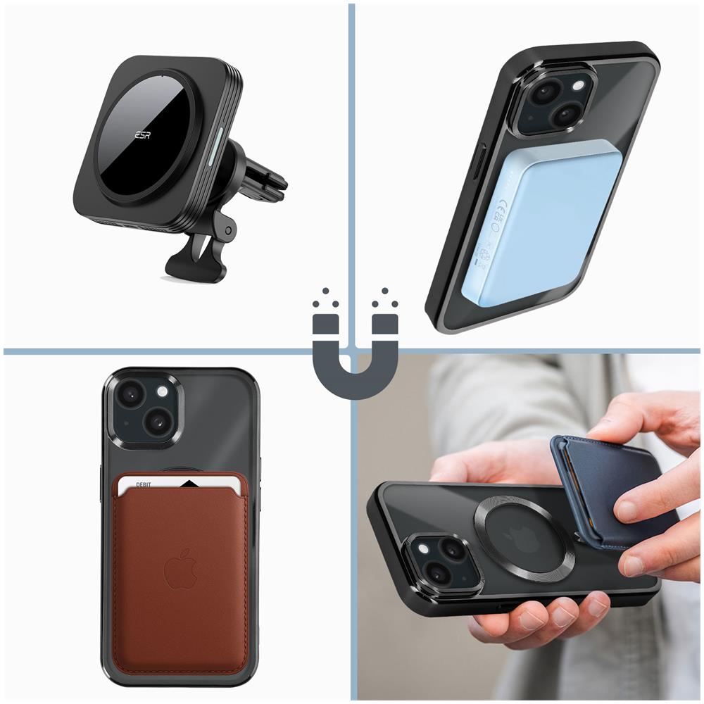 Cover Magsafe Per Iphone 15 Plus Silicone Bordo Cromato Nero - Foto 5