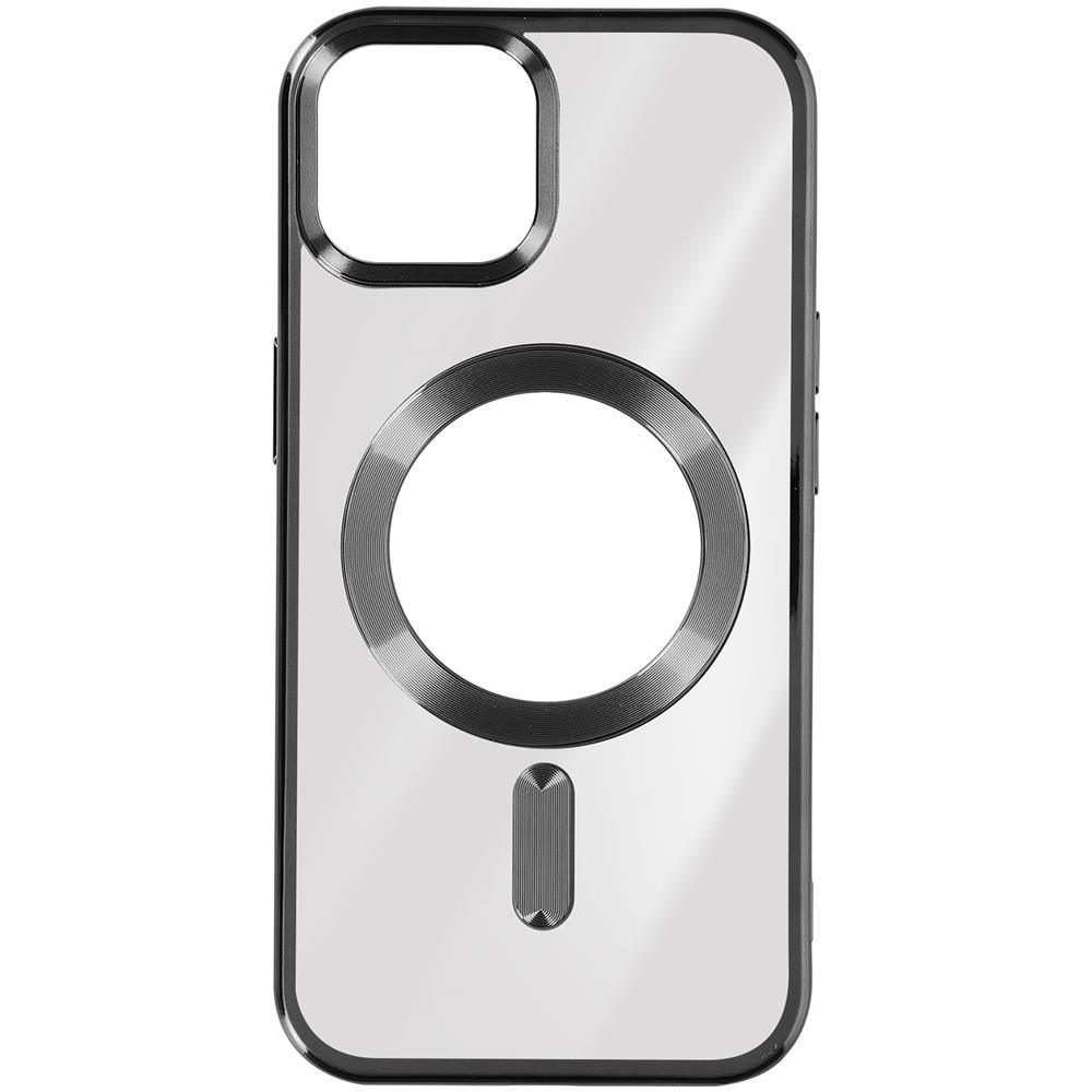 Cover Magsafe Per Iphone 15 Plus Silicone Bordo Cromato Nero - Foto 1