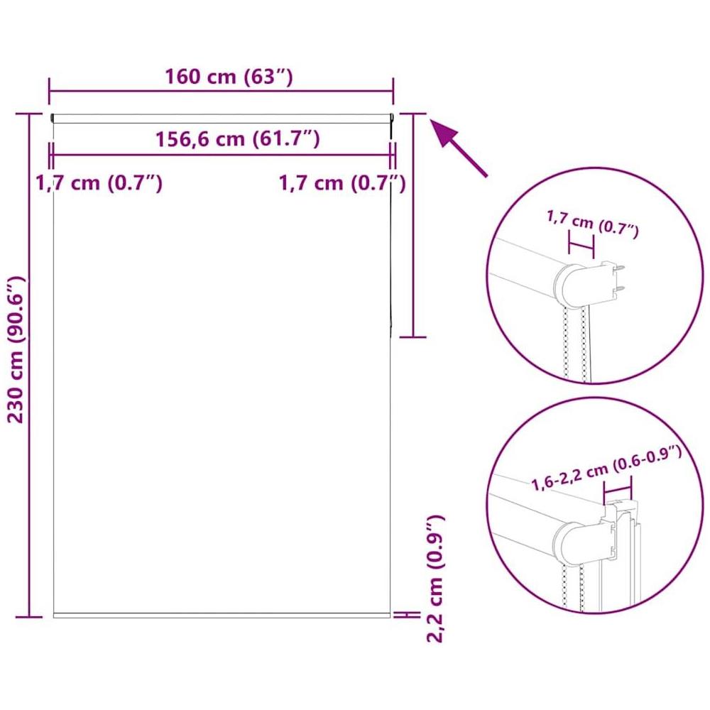 Tenda a Rullo Oscurante 160x230 cm Larghezza Tessuto 156,6 cm - Foto 10