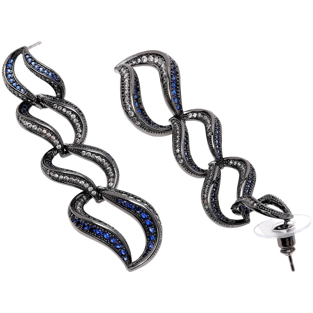 Orecchini ad Anello Curvo Blu Scuro - Foto 2