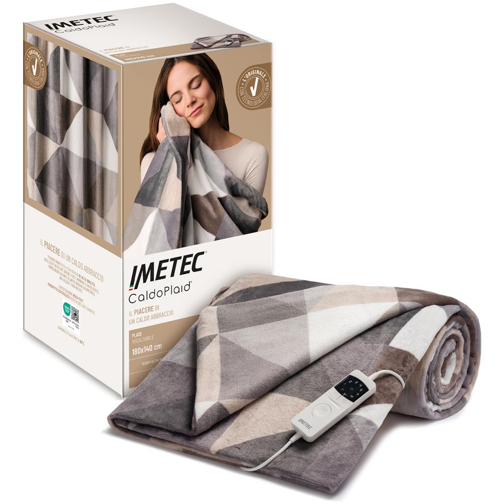 CaldoPlaid Adapto Plus Velvet Pattern Geometrico 140x180 cm, Plaid riscaldabile, Morbida Coperta elettrica, Tecnologia Adapto Plus, Sistema Sicurezza ElectroBlock, Caldo Subito, 6 Temperature, Bassi Consumi, Lavabile - Foto 1