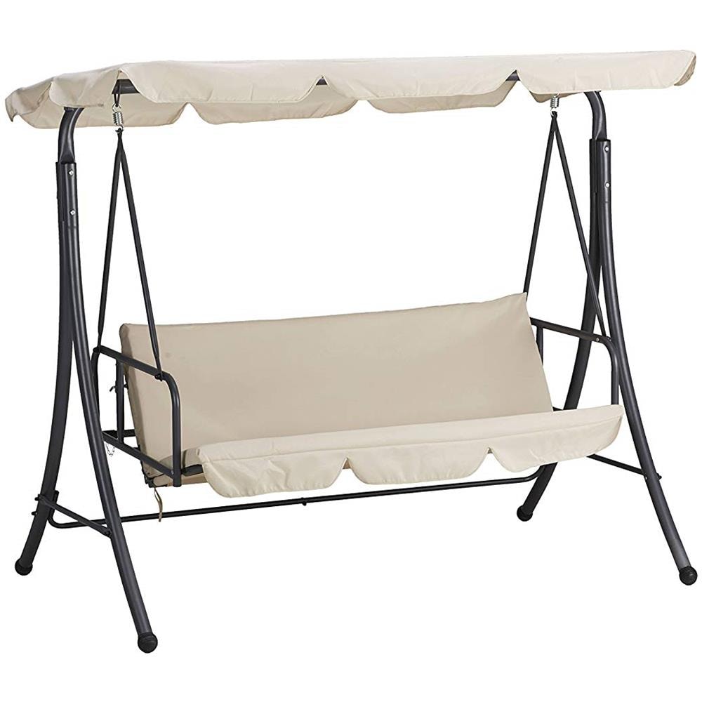 Dondolo Da Giardino Con Fuznione Letto Color Beige In Acciaio - Foto 6