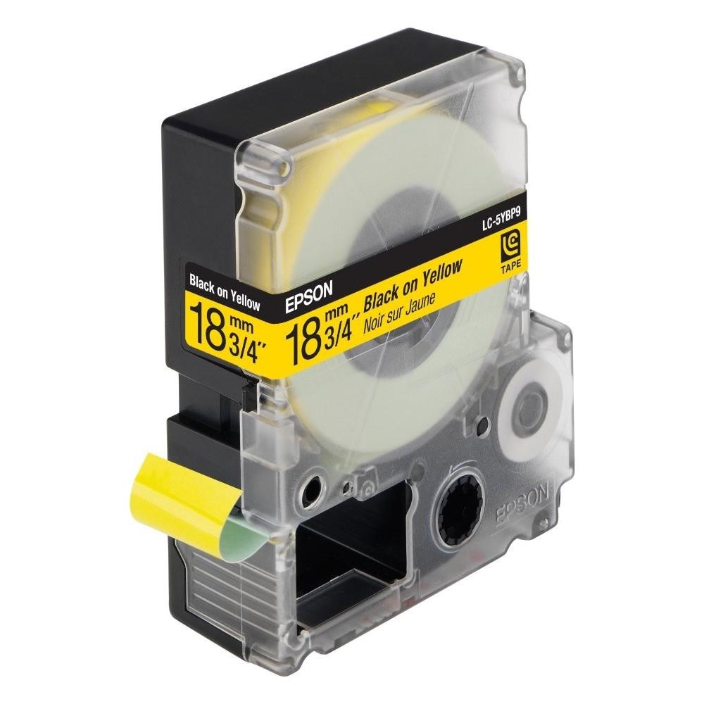 Nastro Lc-5ybp9 18mmx9mt Giallo Per Etichettatrice Epson Lw300 Lw400 Lw600 Lw700 Lw900 C53s626401 Nero Su Giallo Compatibile - Foto 1