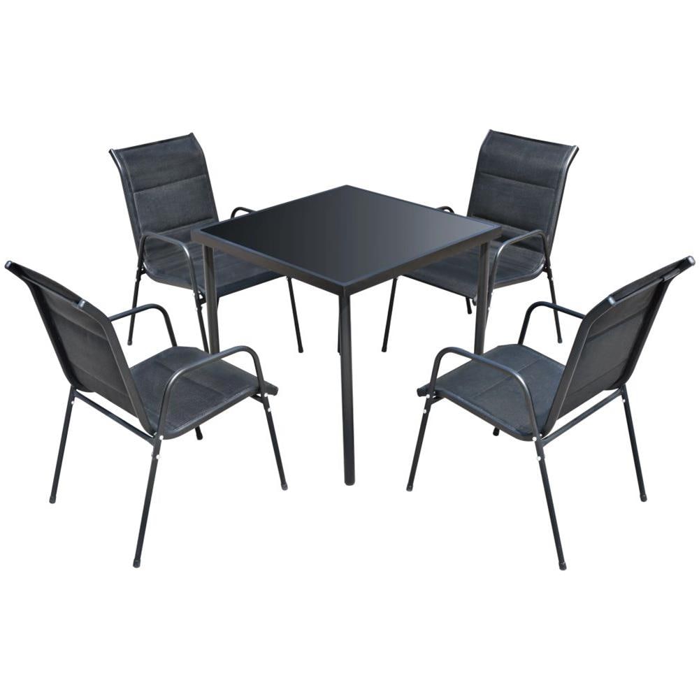 vidaXL Set Tavolo e Sedie da Bistr/ò 3 pz in Rete Acciaio Nera Bar da Giardino