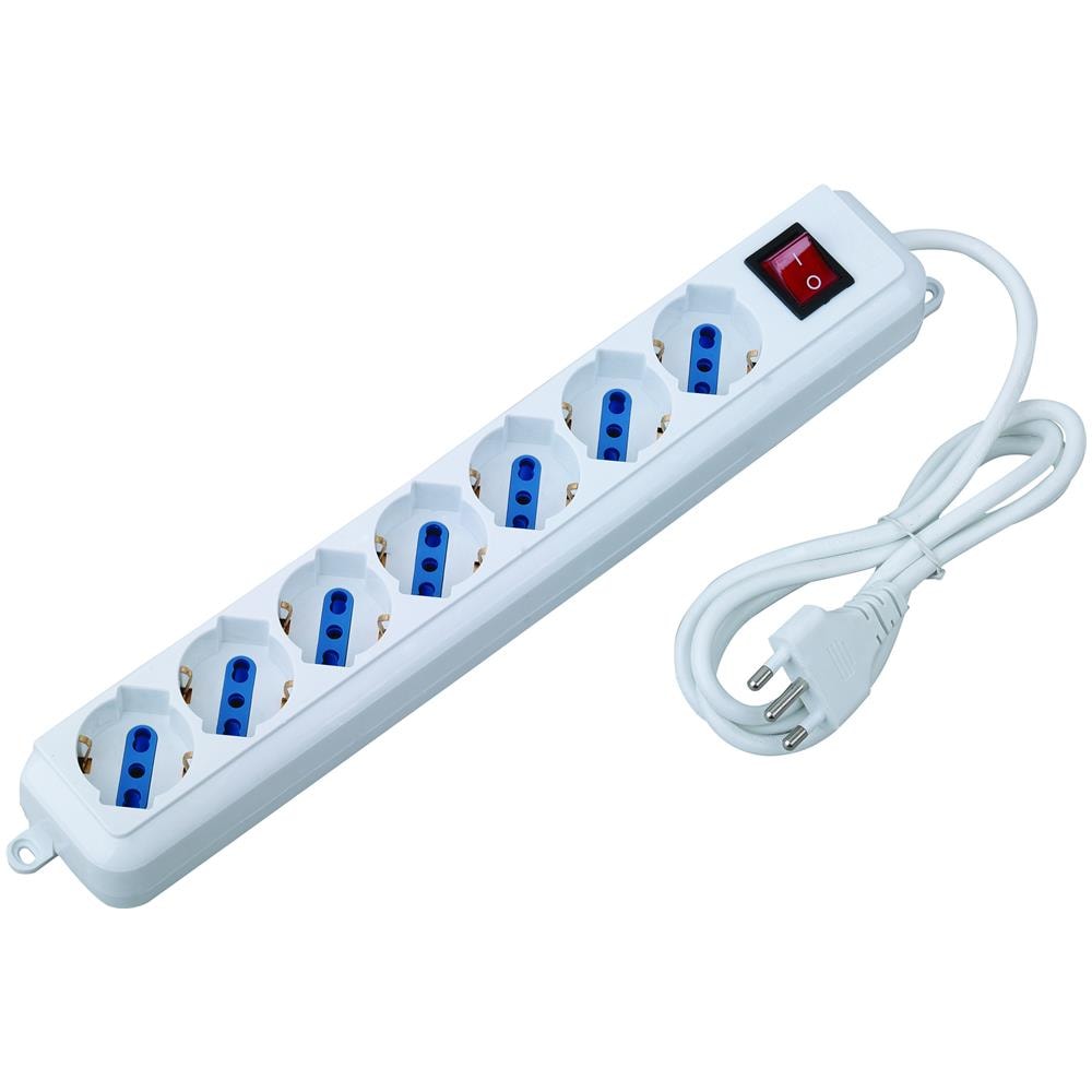 IUPS-PCP-7L5 - Multipresa 7 Posti Italiana Bipasso / Schuko Cavo 5m - Foto 1