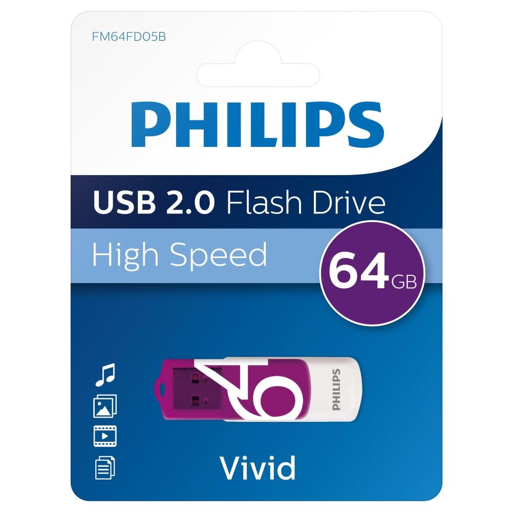 Chiavetta USB 2.0 Vivid 64GB Bianca e Viola - Foto 8