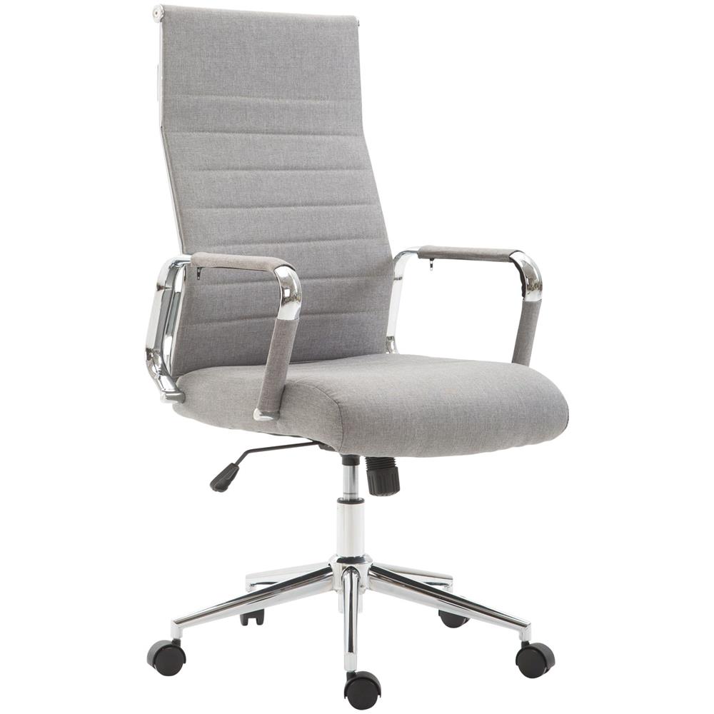 Sedia Ufficio Girevole Kolumbus in Tessuto I Sedia Scrivania Ergonomica con Alto Schienale I Sedia Studio Regolabile con Braccioli Grigio - Foto 1