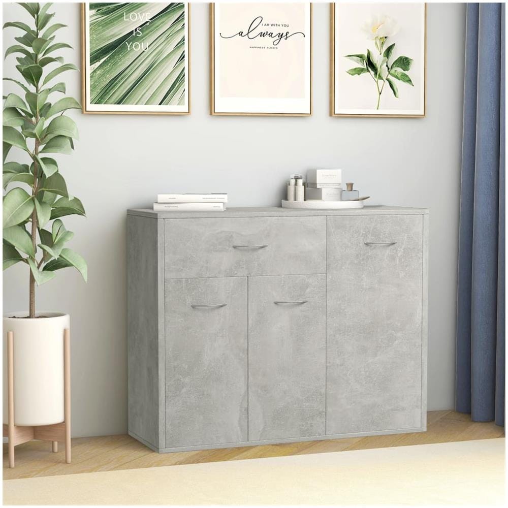 Credenza Grigio Cemento 88x30x70 cm in Legno Multistrato - Foto 1