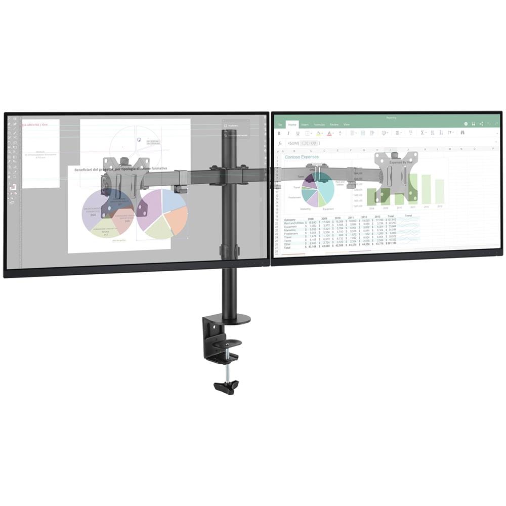 Supporto Da Scrivania Per 2 Monitor 13-32'' A Morsetto - Foto 3