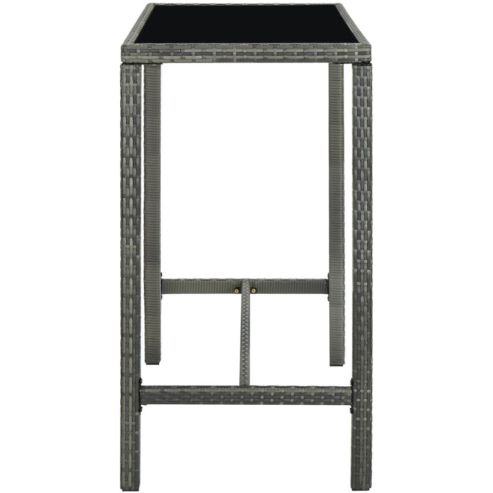 Tavolo Da Bar Per Esterni Grigio 130x60x110cm Polyrattan Vetro - Foto 3