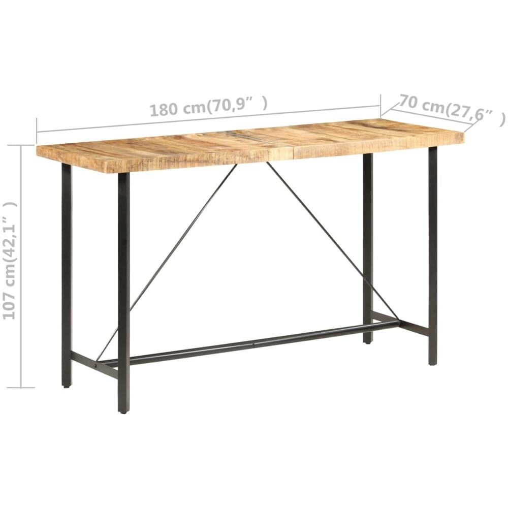 Tavolo Da Bar 180x70x107 Cm In Legno Ruvido Di Mango - Foto 2