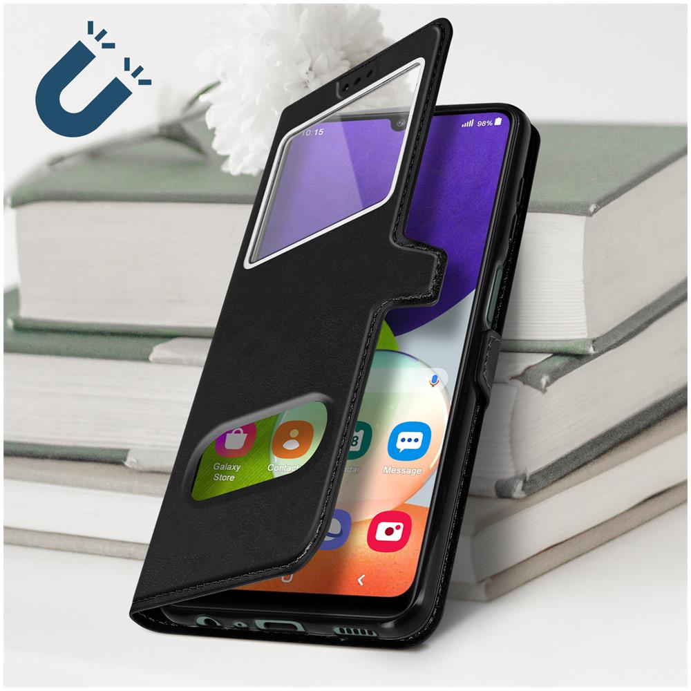Custodia Samsung Galaxy A22 4g, M32 E M22 Con Doppia Finestra Supporto Nera - Foto 2