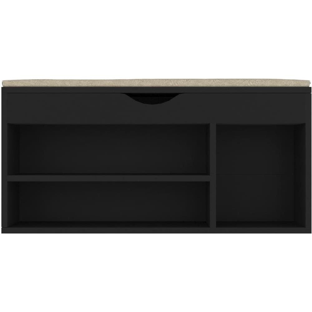 Panca Porta Scarpe con Cuscino Nera 104x30x49cm Multistrato - Foto 2