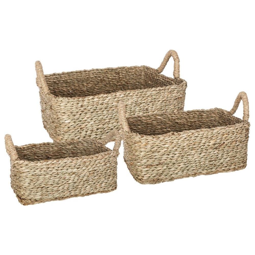 Set Di Tre Cesti Decorativi Rettangolari Con Manici, 3 Misure - Foto 1