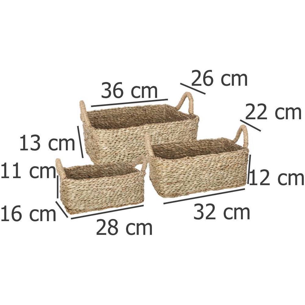 Set Di Tre Cesti Decorativi Rettangolari Con Manici, 3 Misure - Foto 5