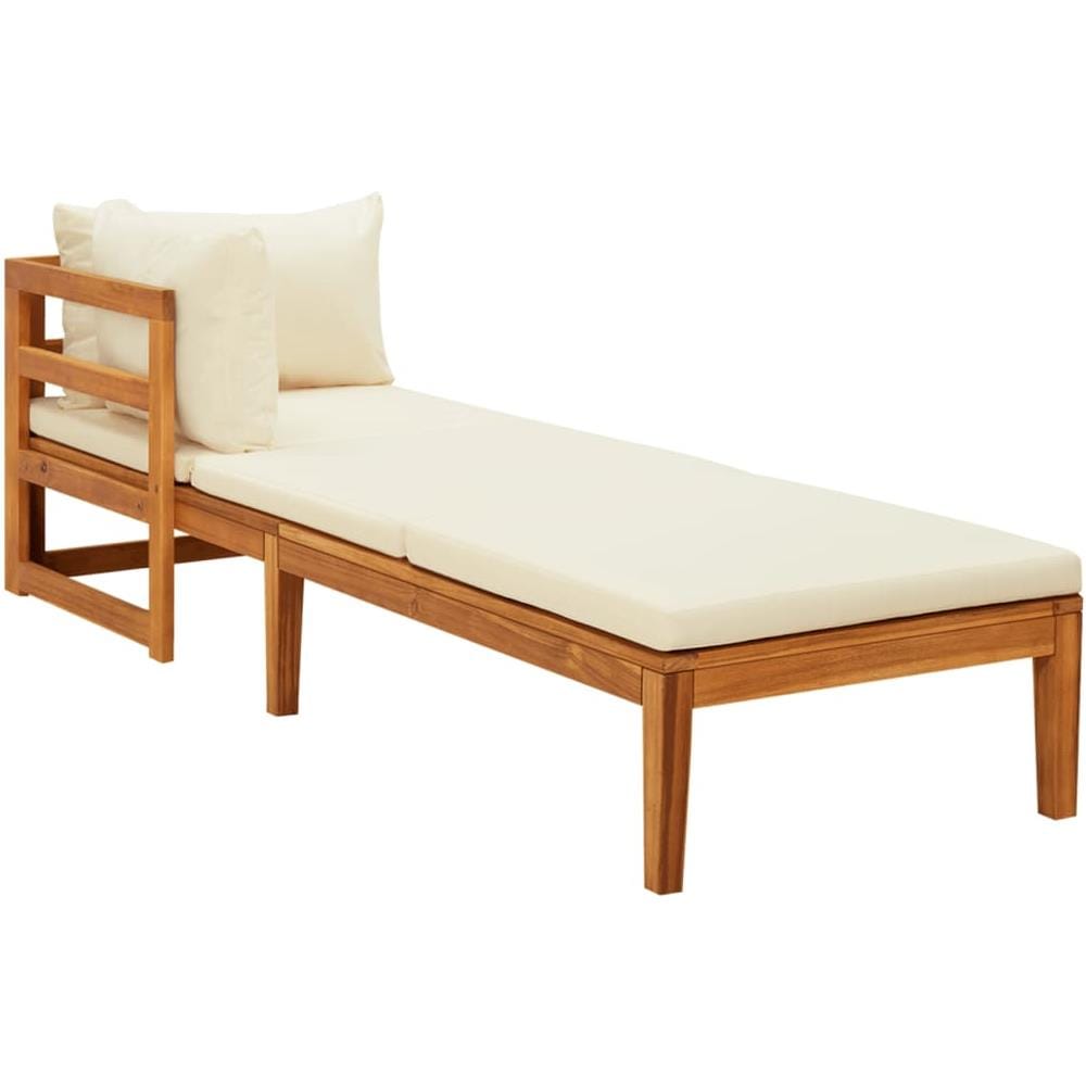 Lettini Prendisole Con Cuscini Crema 2 Pz Legno D'acacia - Foto 3