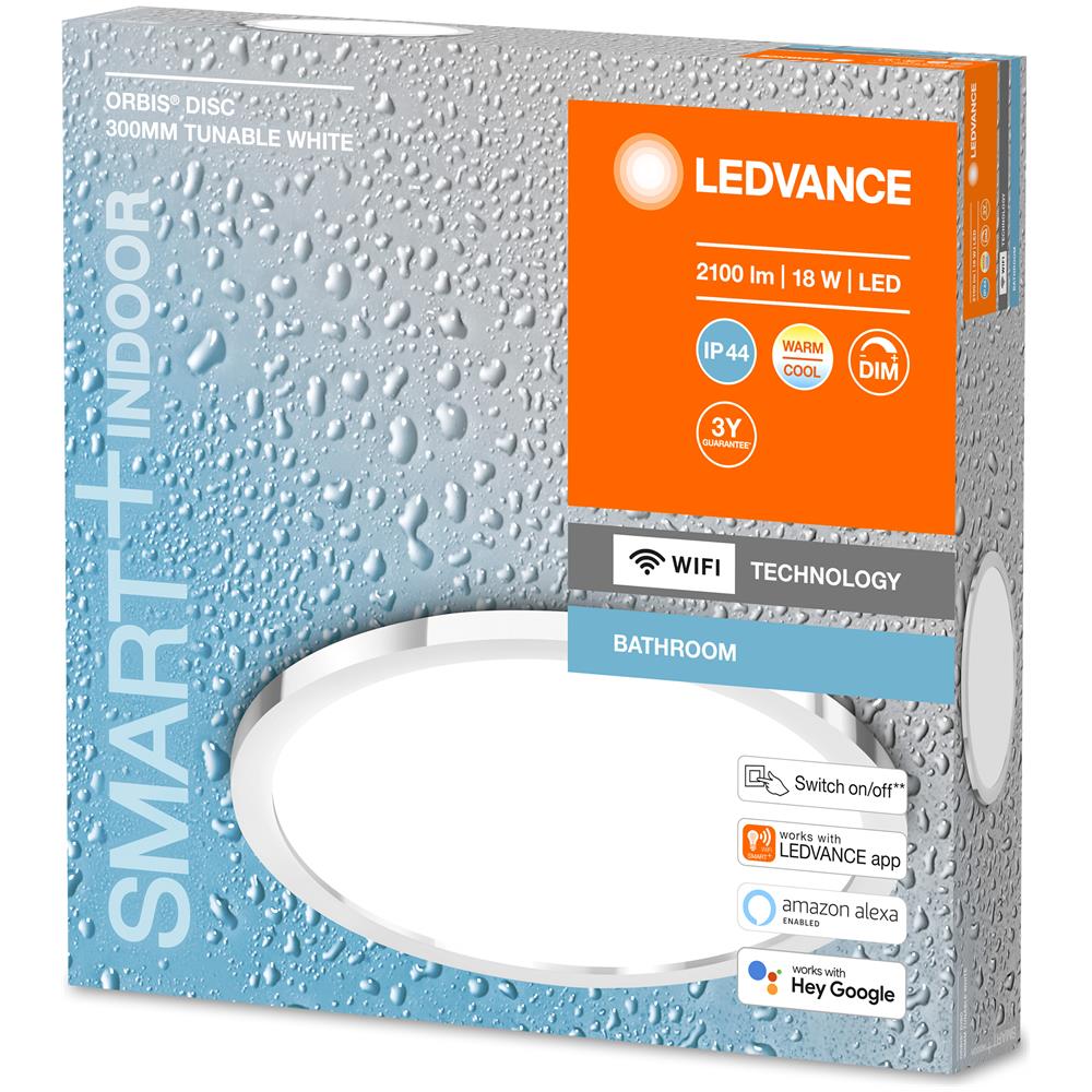 Plafoniera Led 18w Cct Circolare Per Bagno Ø300 Mm Smart+ Wi-fi Ip44 4058075573598 Orbis Ledvance Cct 47xø300 Mm Alluminio - Foto 5