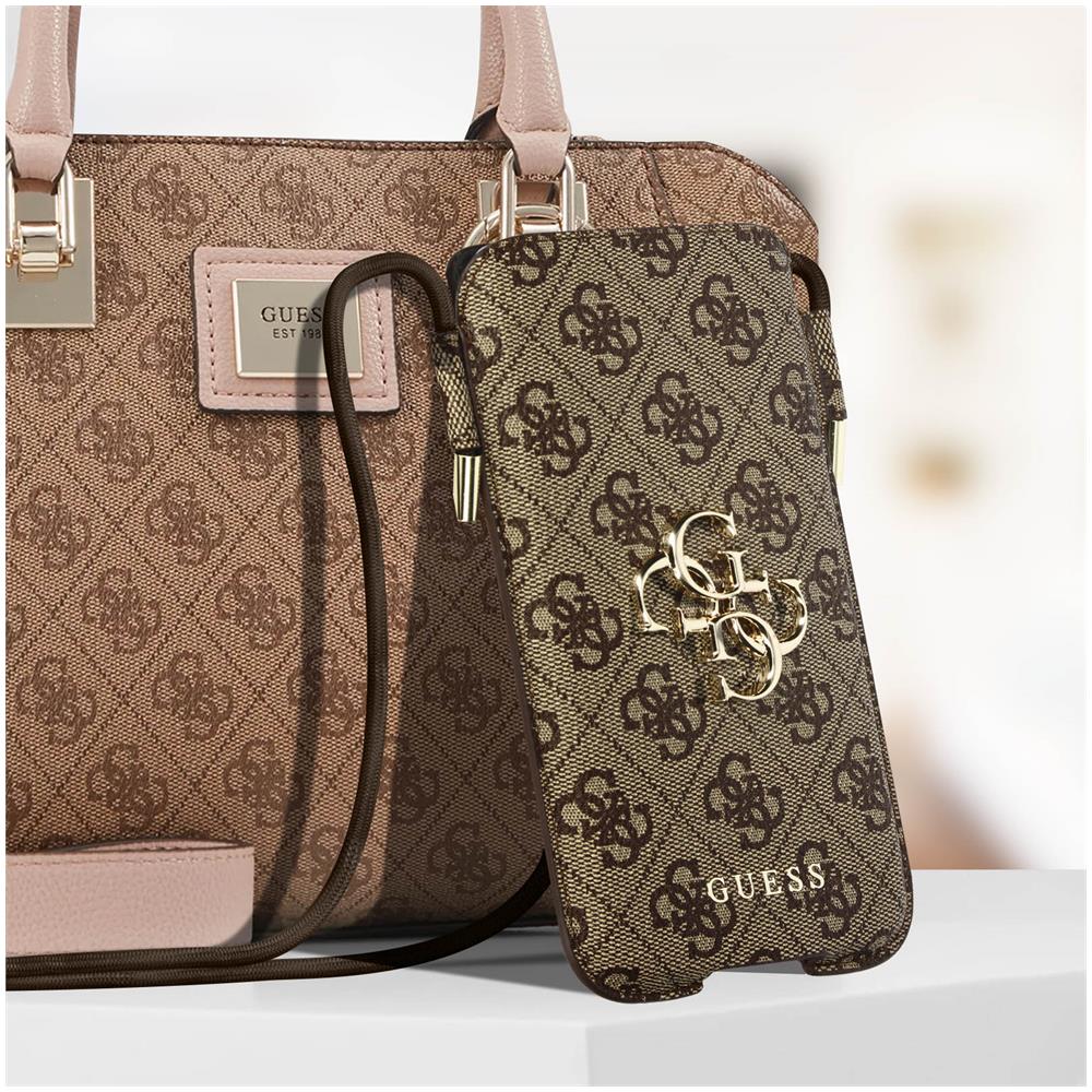 Pochette Smartphone 6,1 Pollici Effetto Pelle Tracolla Guess 4g Marrone - Foto 5