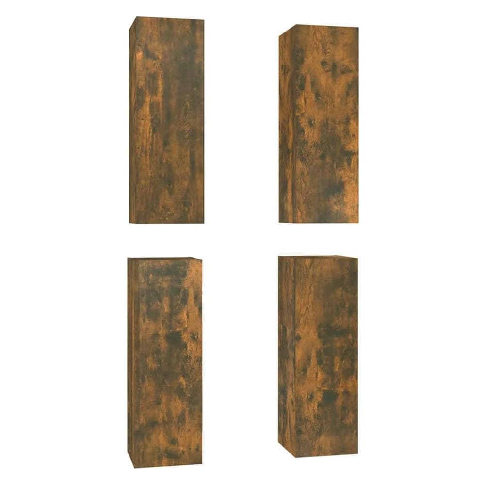 Mobili Tv 4 Pz Rovere Fumo 30,5x30x90 Cm In Legno Multistrato - Foto 2